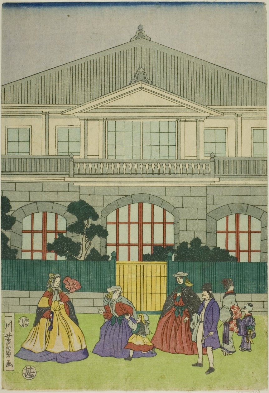 Residenz eines französischen Kaufmanns im Hafen von Yokohama von Utagawa Yoshikazu