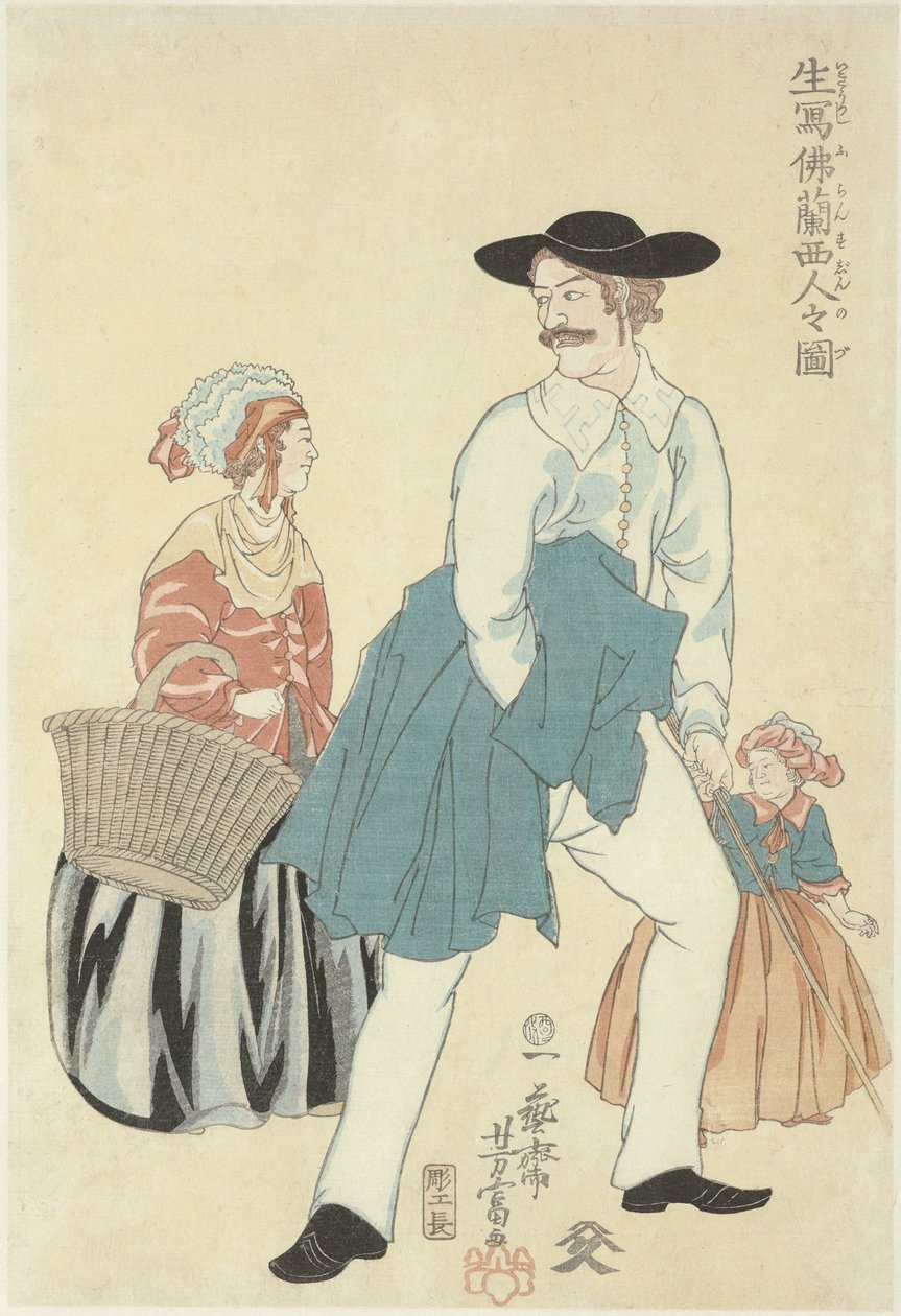 Französisches Ehepaar mit Tochter von Utagawa Yoshitomi