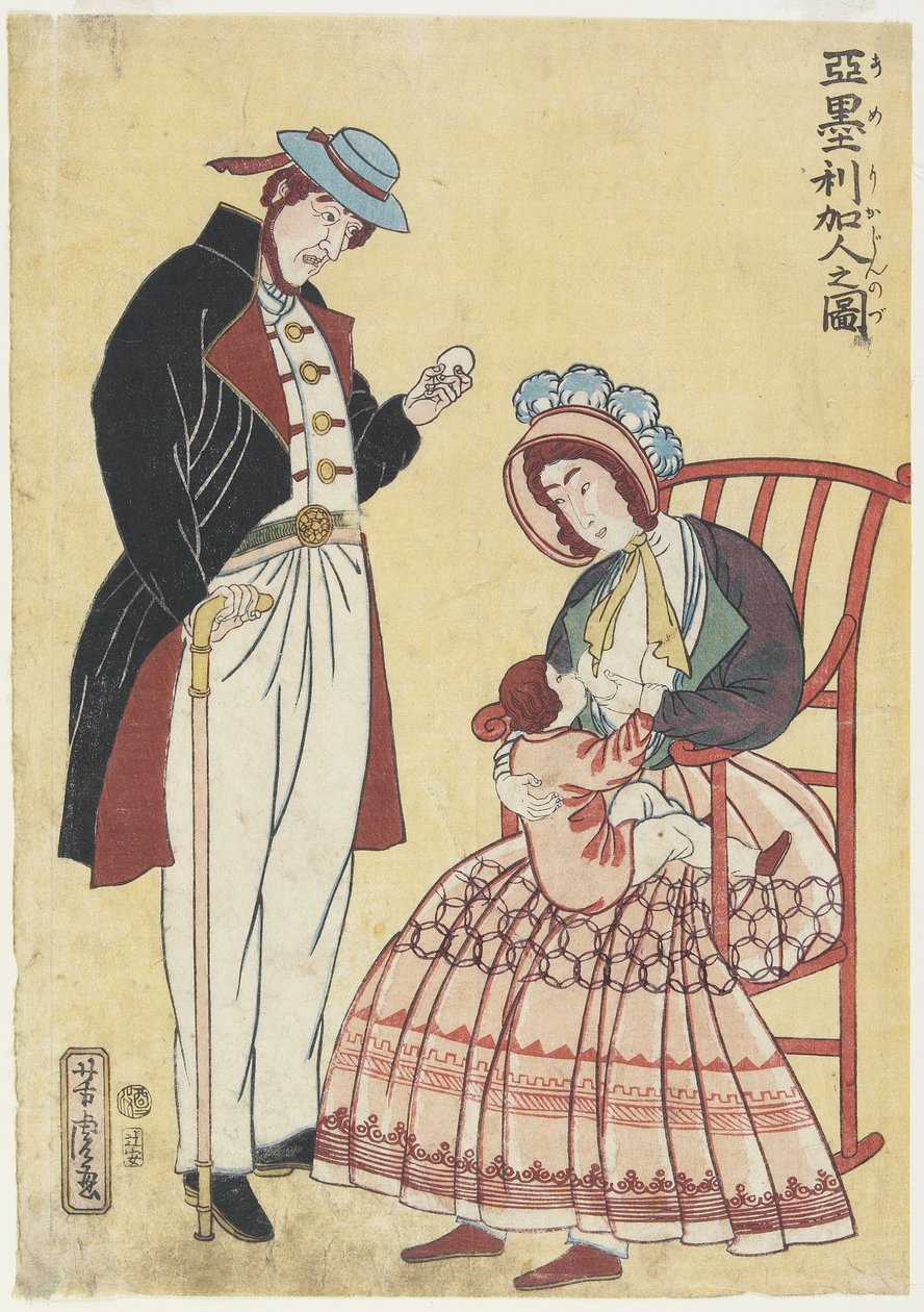 Porträt einer amerikanischen Familie von Utagawa Yoshitora