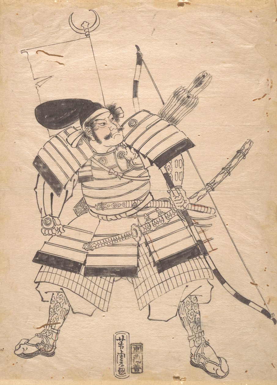 Vorbereitende Zeichnung für einen Kriegerdruck von Utagawa Yoshitora