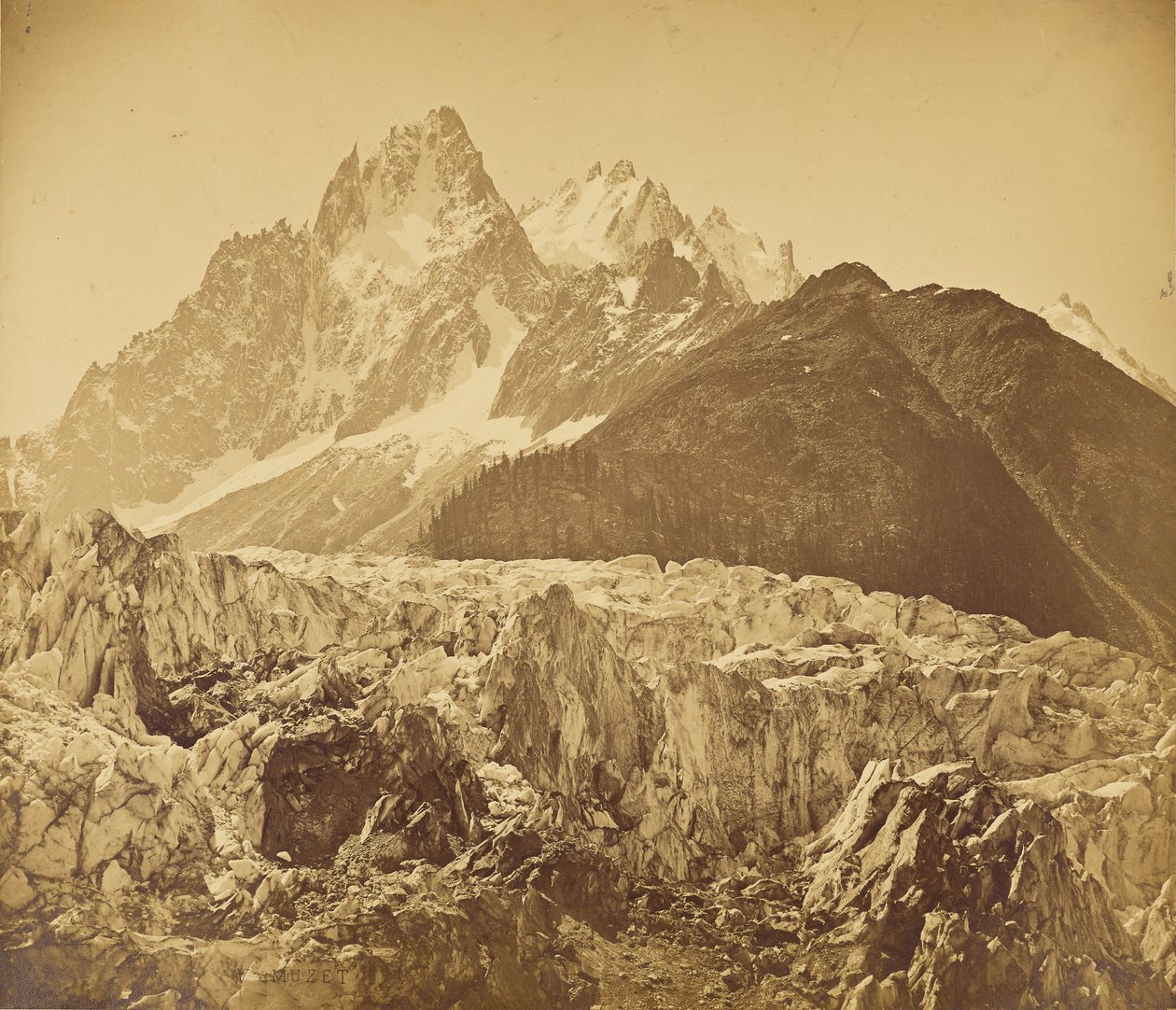 Der Mont-Blanc (Haute-Savoie), Der Gletscher des Bois und die Aiguille des Charmoz von V. Muzet