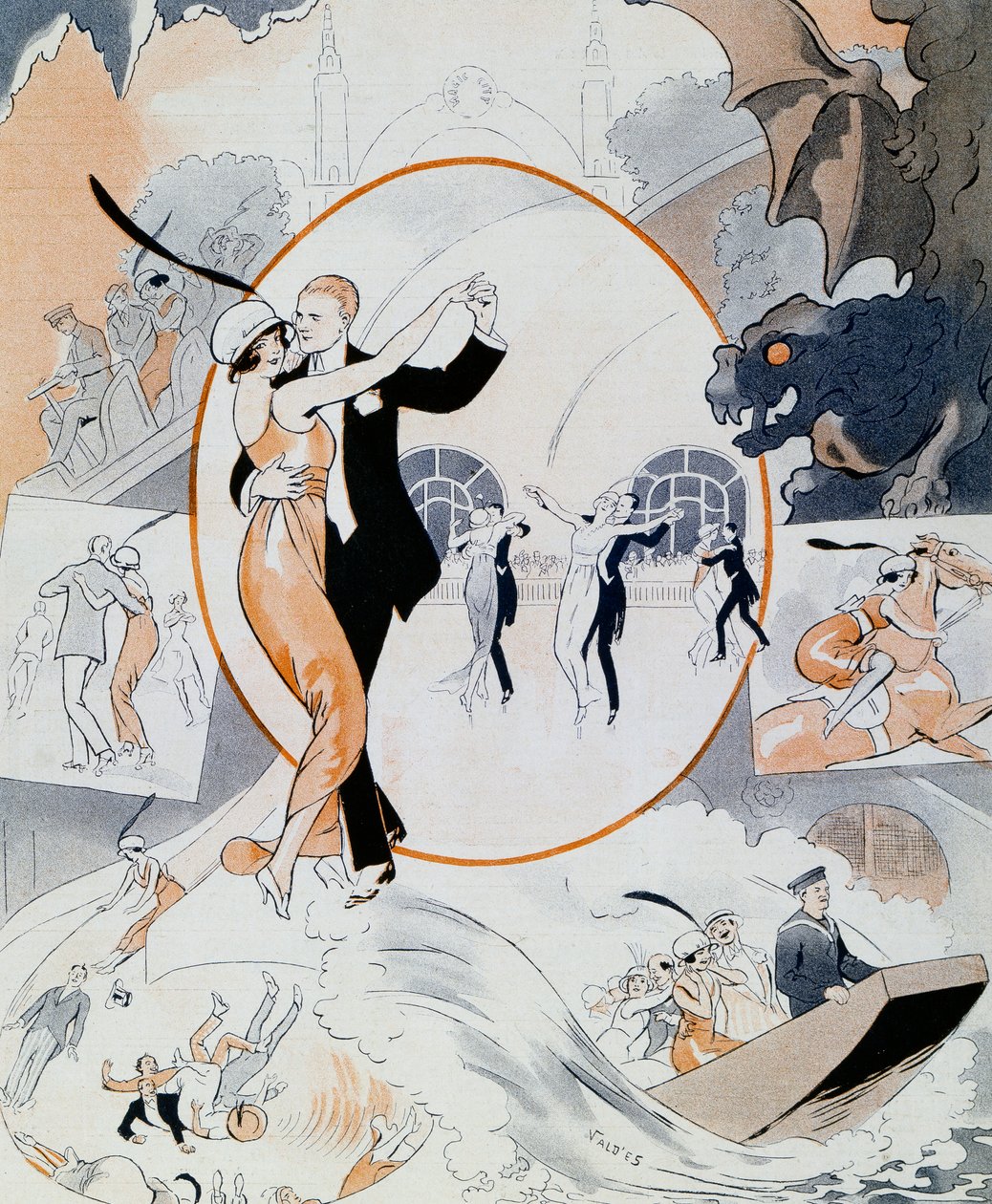 Tanzszene, aus dem Magazin La Vie Parisienne, Frankreich von Vald