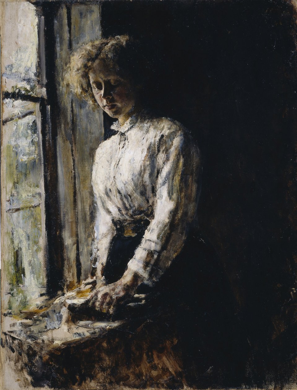 Am Fenster. Porträt von Olga Fjodorowna Trubnikowa, 1886 von Valentin Aleksandrovich Serov