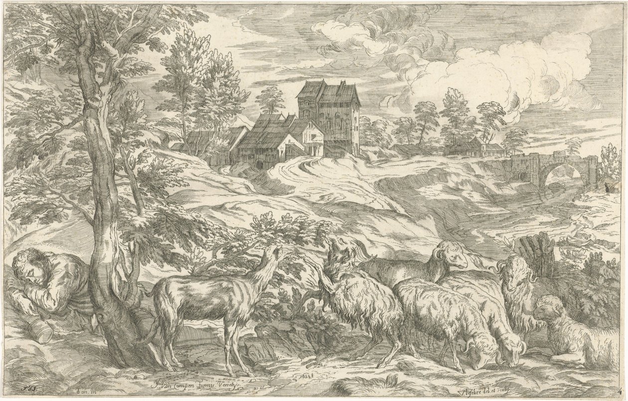 Landschaft mit schlafendem Hirten (Opera Selectiora) von Valentin Lefebvre