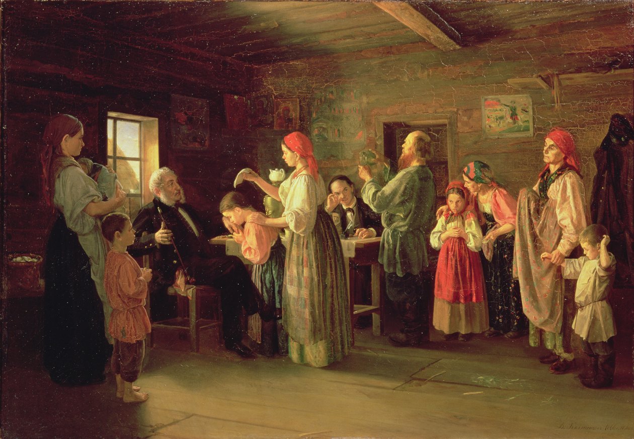 Inspektion eines Kinderheims, 1866 von Vasili Efimovich Kallistov