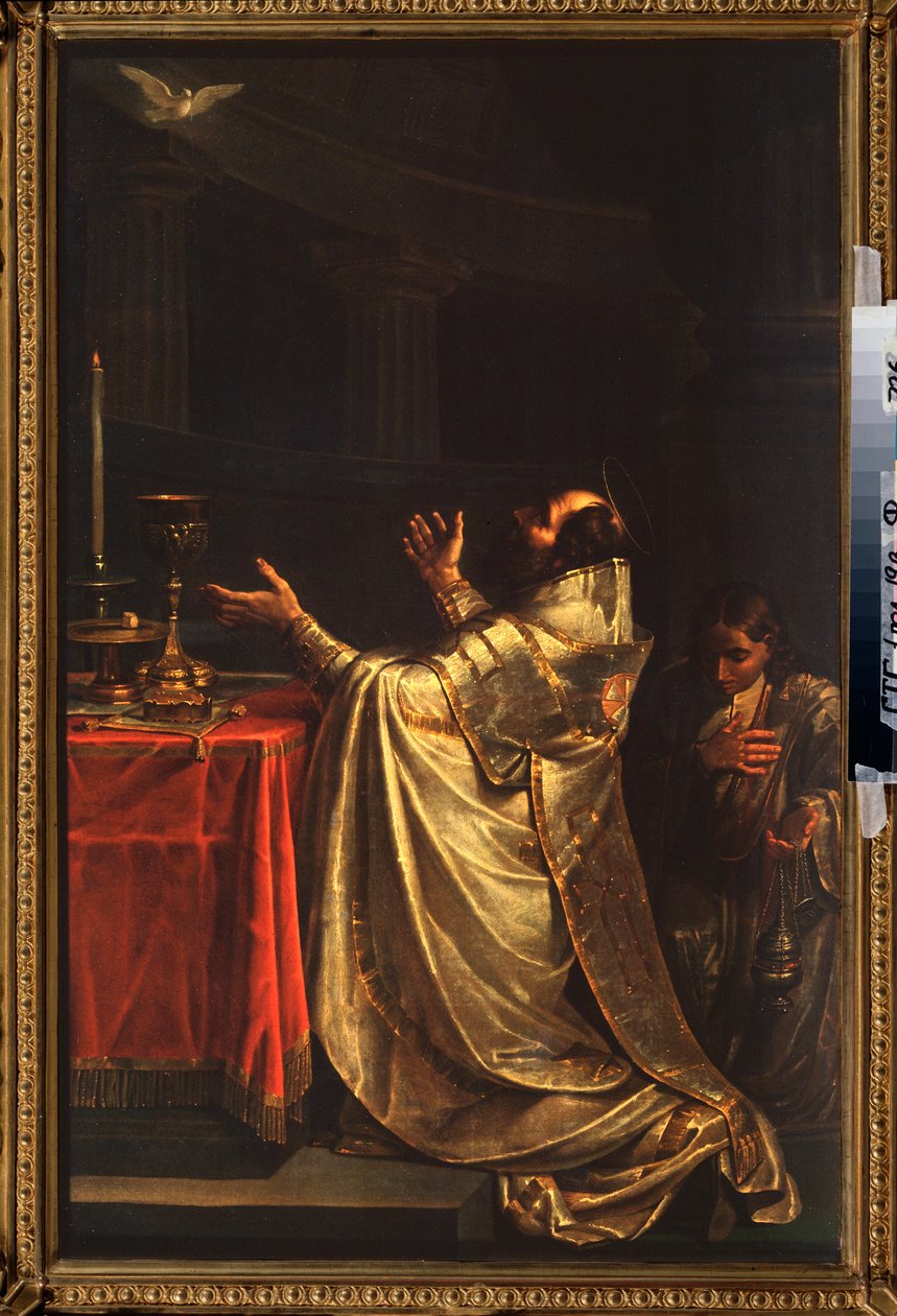 Basilius der Große vor der Taube des Heiligen Geistes von Vasili Kuzmich Shebuev