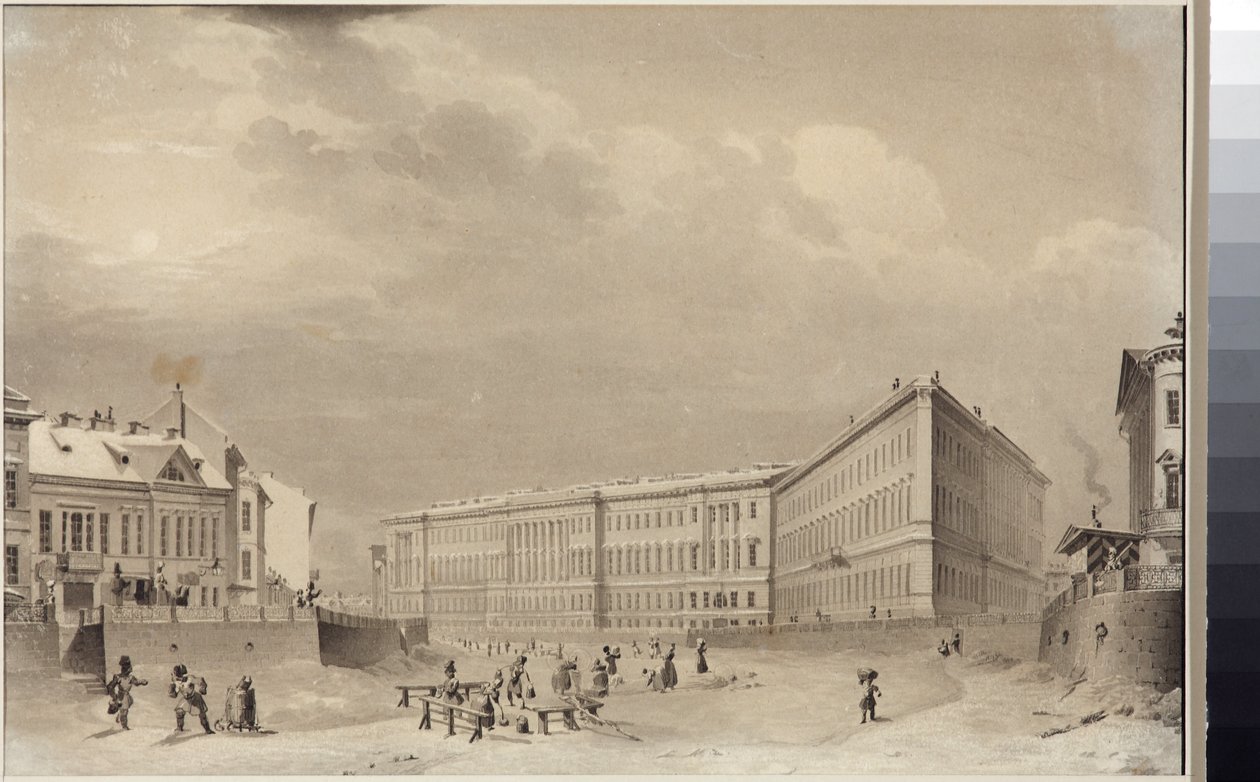 Sankt Petersburg. Das Generalstabsgebäude am Moika-Ufer, von Vasily Semyonovich Sadovnikov (1800-1879) von Vasili Semenovich Sadovnikov