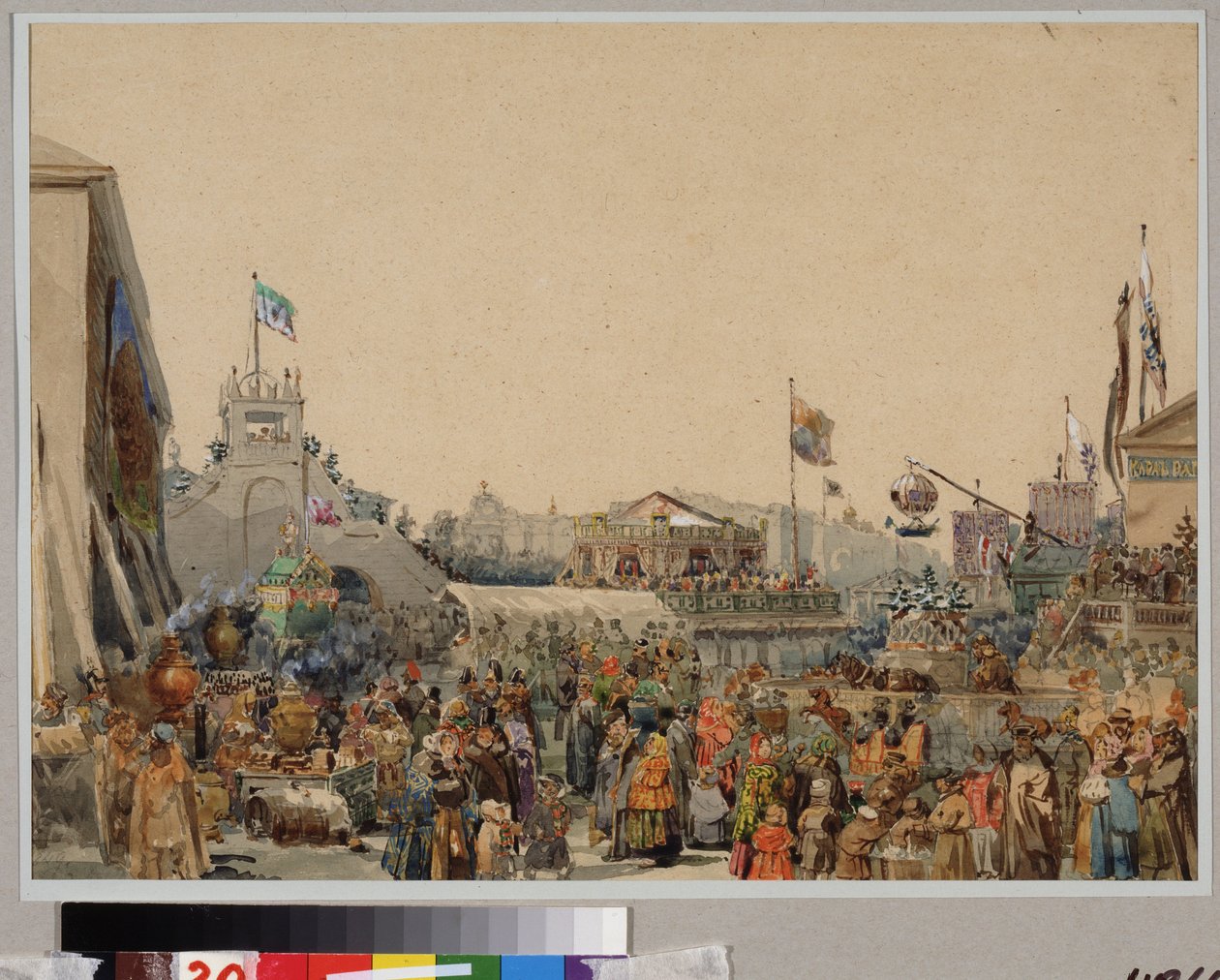 Jahrmarktstand auf dem Platz der Admiralität in Sankt Petersburg von Vasili Semenovich Sadovnikov
