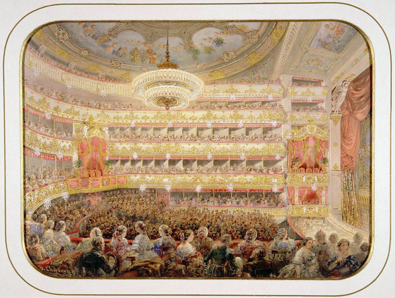 Das Auditorium des Sankt Petersburger Kaiserlichen Bolschoi Kamenny Theaters von Vasili Semenovich Sadovnikov