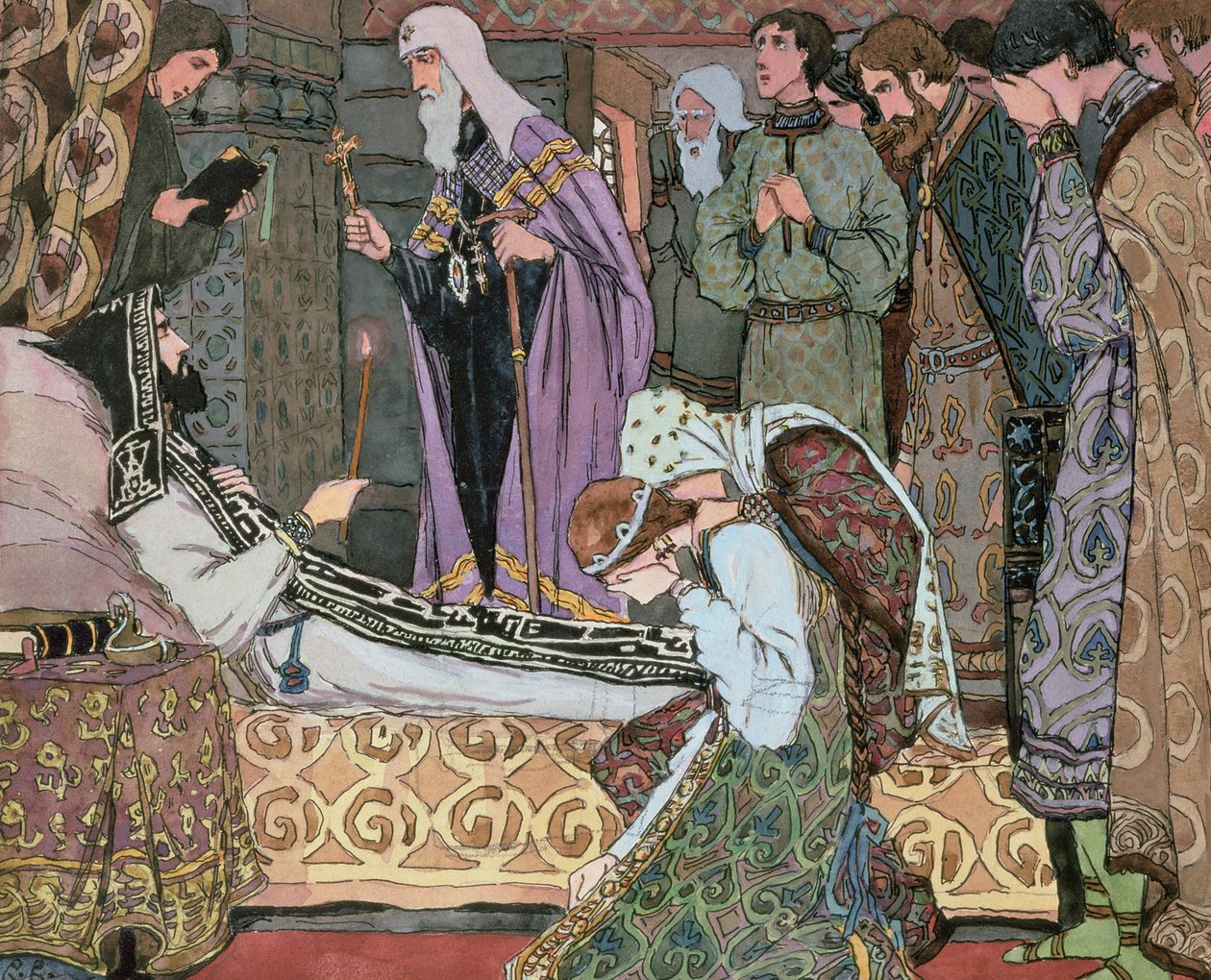 Sterbebett des Großfürsten Dmitri von Don (1350-89), ca. 1910 von Vasili Vasil
