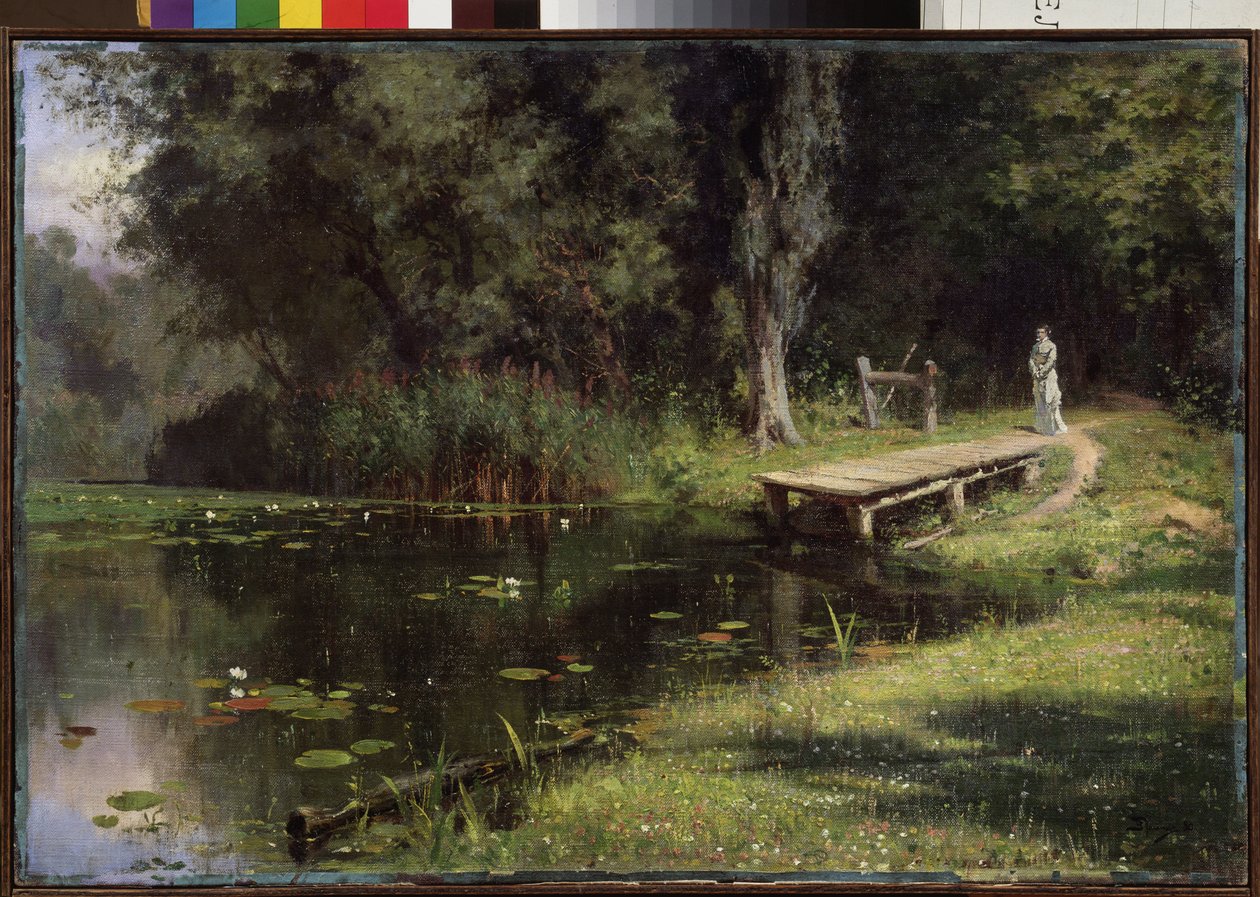 Überwucherter Teich. Gemälde von Vassili Dmitrievich Polenov (1844-1927), Öl auf Leinwand von Vasilij Dmitrievich Polenov