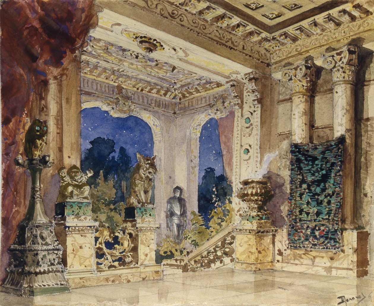 Bühnenbild für die Oper Die scharlachrote Rose von N. Krotkov, 1884 von Vasilij Dmitrievich Polenov