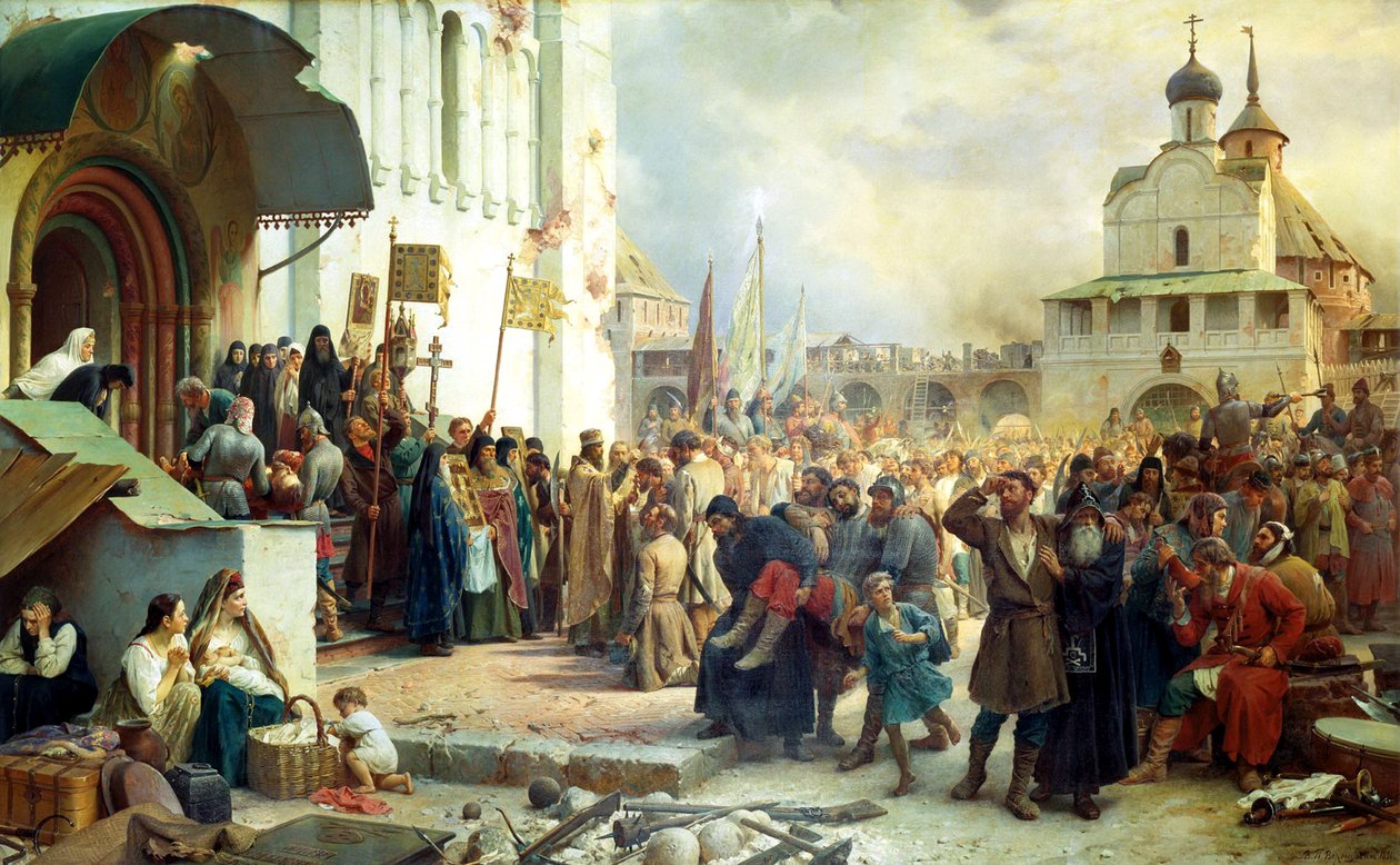 Die Belagerung des Dreifaltigkeitsklosters von Sergiev Posad, 1891 von Vasily Vereshchagin