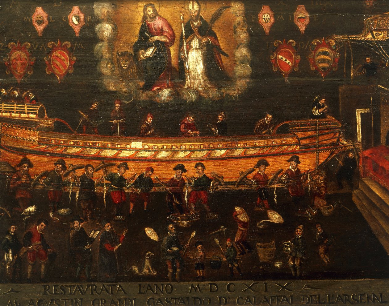 Schild der Schiffbauerzunft im Arsenale von Venedig, Italien von Venetian School