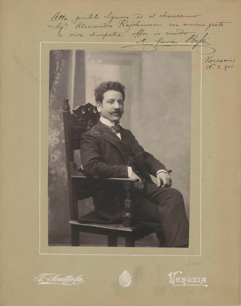 Porträt des Organisten und Komponisten Marco Enrico Bossi 1861-1925, ca. 1900 von Venezia . Photo studio Francesco Scattola