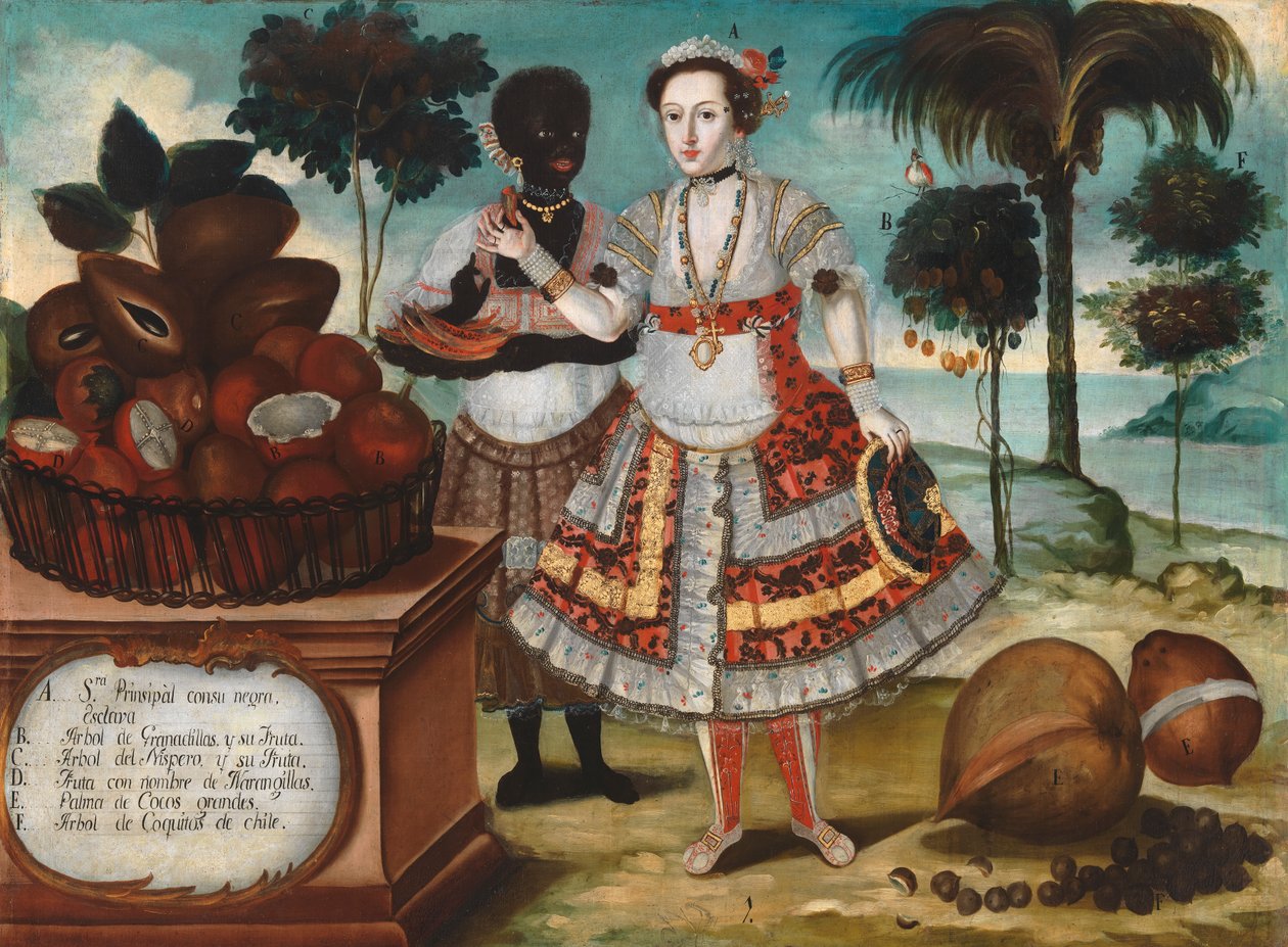 Edle Frau mit ihrem schwarzen Sklaven, ca. 1783 von Vicente Alban