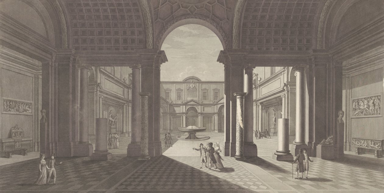 Ansicht des Innenhofs des Museo Pio-Clementino, ca. 1790-1827 von Vicenzo Feoli
