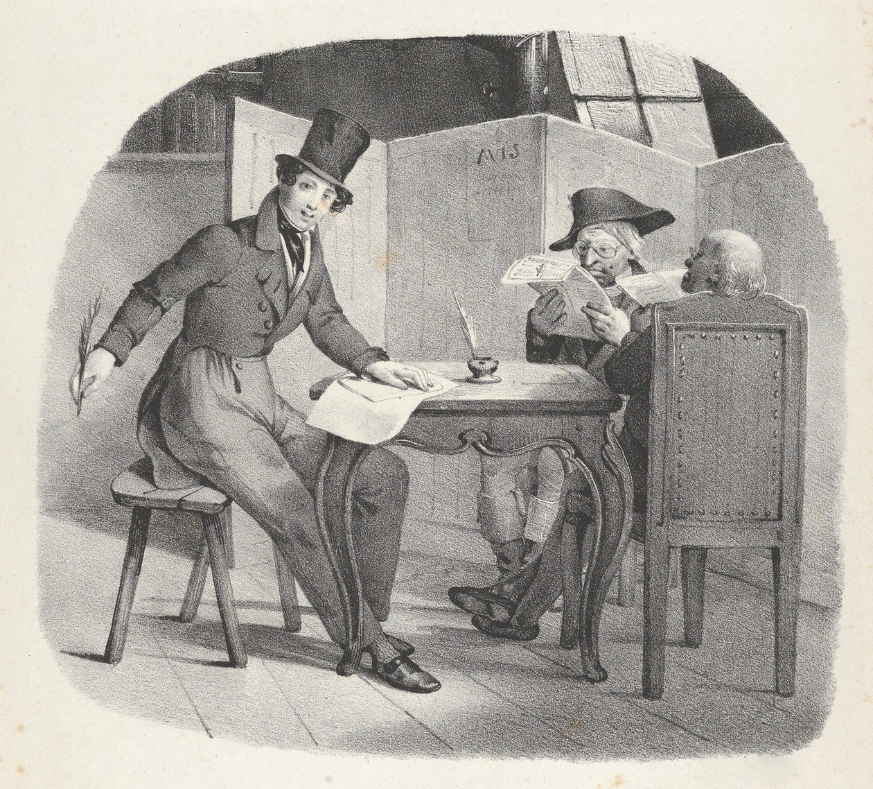 Kapitel XV: Ecrivons à la Vielle Schriften für die Alten, 1824 von Victor Adam