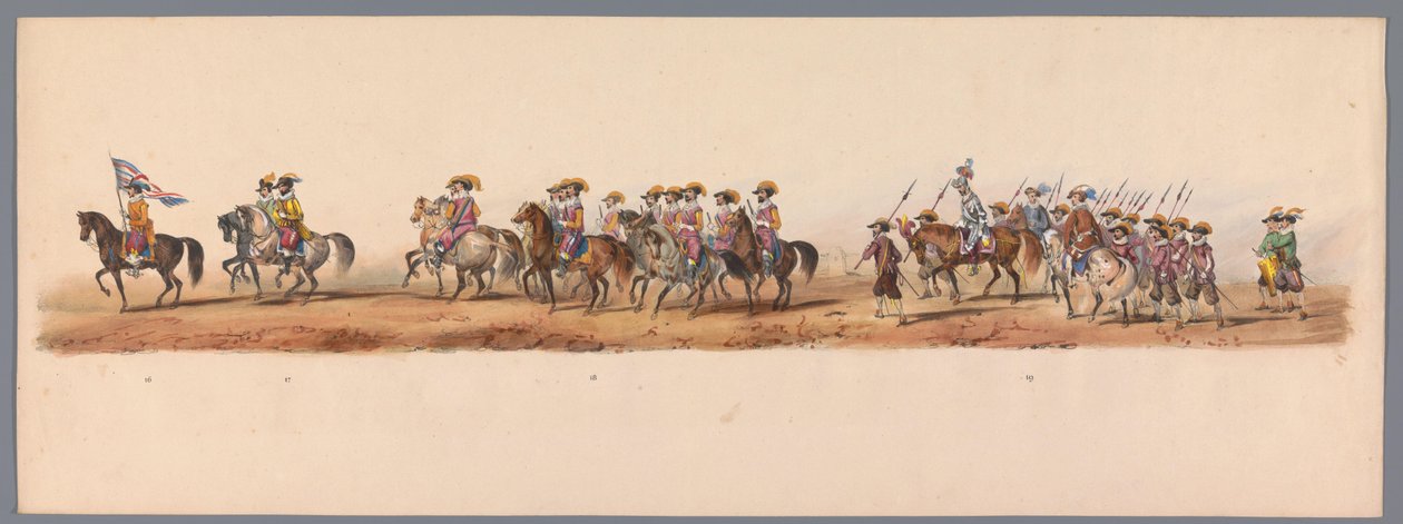 Historischer Umzug zum zweiten Jahrhundertfest der Universität Utrecht, 1836 (Platte 5) von Victor Adam