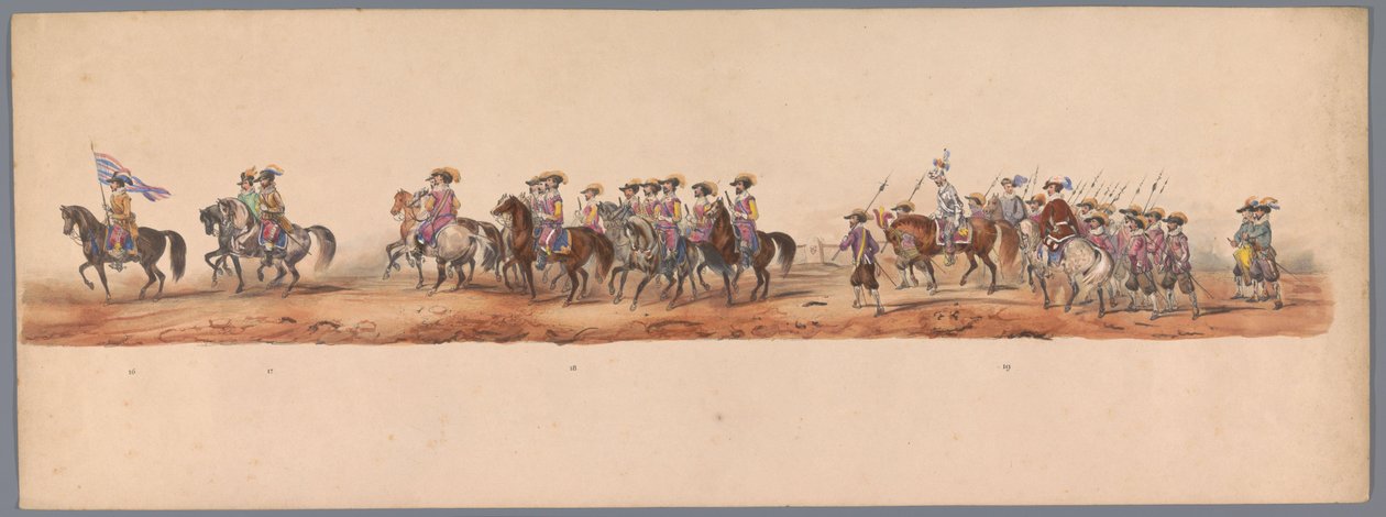 Historische Parade beim zweiten Jahrhundertfest der Universität Utrecht, 1836 (Platte 5) von Victor Adam