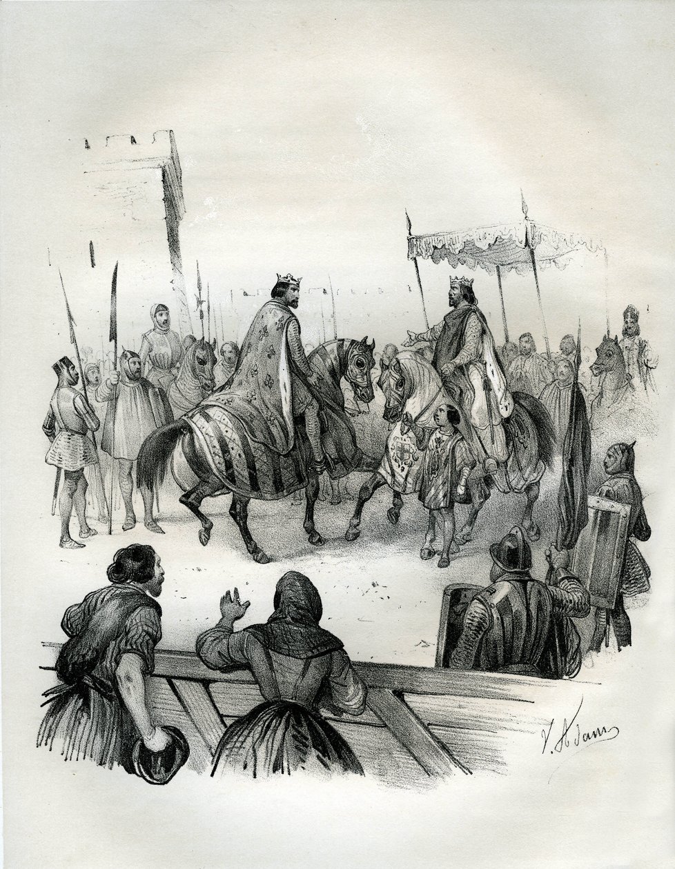 Interview im Jahr 1023 von Heinrich II. (bekannt als der Lahme und der Heilige) und Robert II. der Fromme von Victor Adam