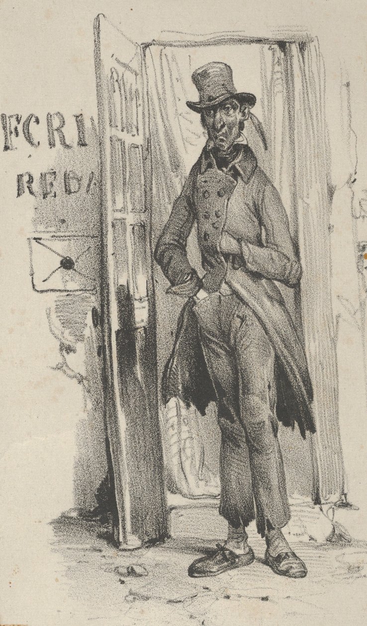 Mann, der in einer Tür steht, Mitte des 19. Jahrhunderts von Victor Adam