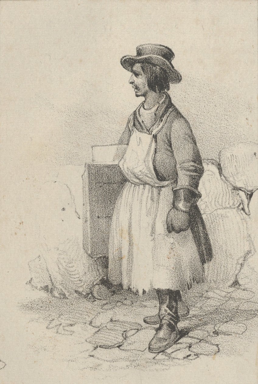Mann mit Schürze und Hut, Mitte des 19. Jahrhunderts von Victor Adam