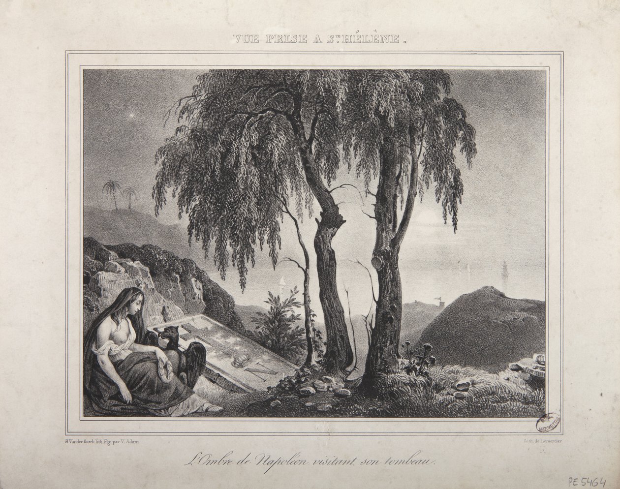 Der Schatten Napoleons besucht sein Grab, Ansicht von St. Helena von Victor Adam