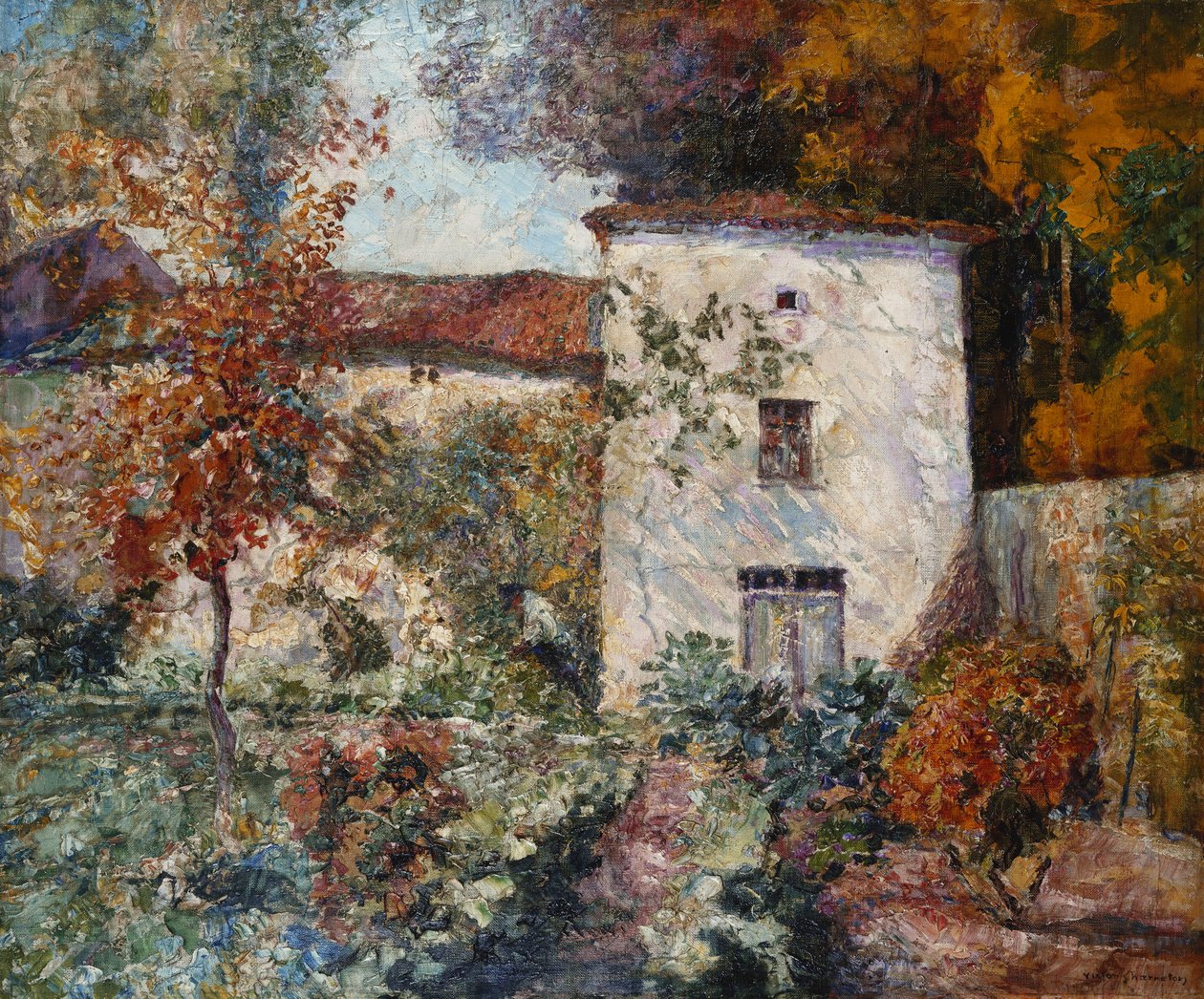 Haus und Obstgarten im Herbst von Victor Charreton