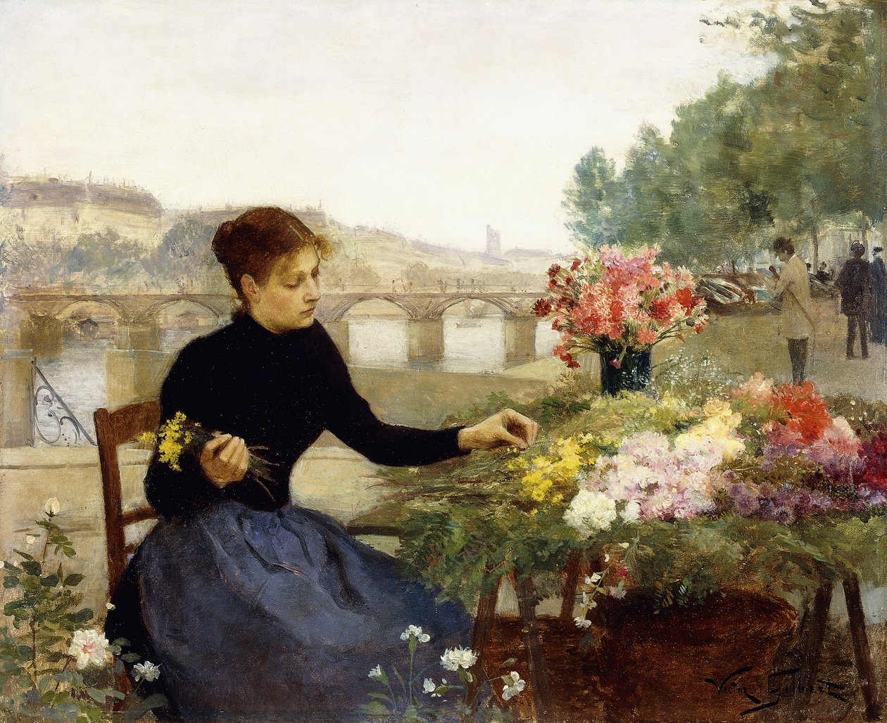 Ein Pariser Blumenmarkt von Victor Gabriel Gilbert