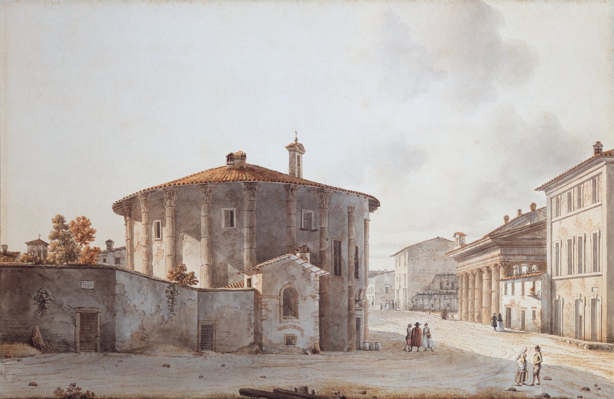 Der Tempel der Vesta und rechts der Tempel des Portunus von Victor Jean Nicolle