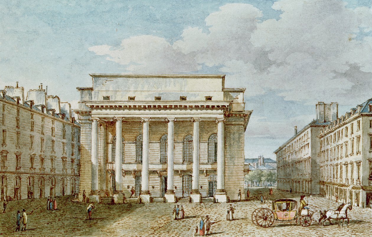 Ansicht der Fassade des Théâtre Italien (Salle Favart) von Victor Jean Nicolle