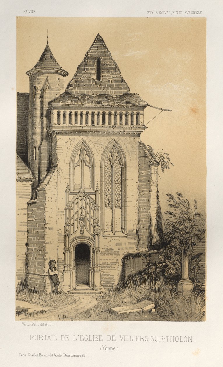 ...Pl.2, Portal der Kirche von Villiers Sur-Tholon Yonne, 1860 von Victor Petit