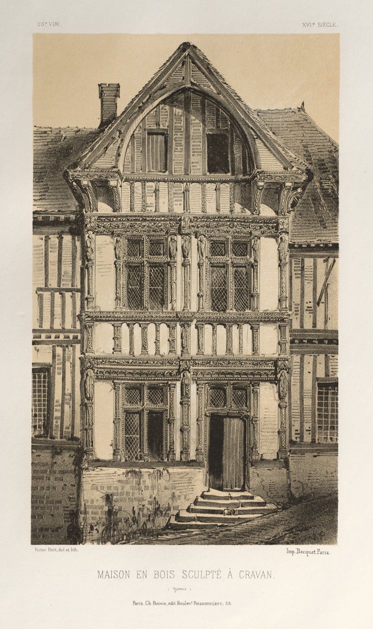 Pl. 25, Maison En Bois Sculpte A Cravan Yonne von Victor Petit