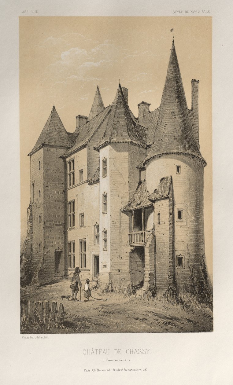 Pl. 45 Château De Chassy Saône et Loire, 1860 von Victor Petit