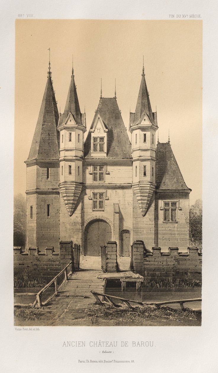 Pl. 88, Ancien Château de Barou Calvados, 1860 von Victor Petit