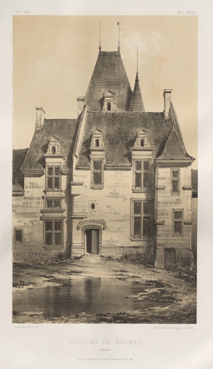 ...Pl. 97, Schloss Baumais Calvados, 1860 von Victor Petit