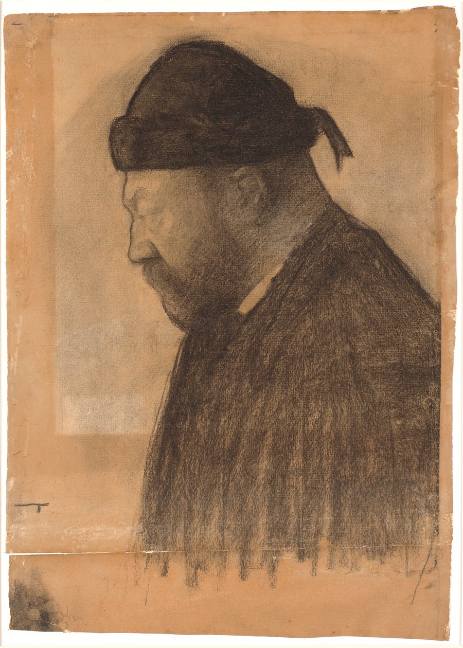 Porträt von Thorvald Bindesbøll im Profil nach links von Vilhelm Hammershøi