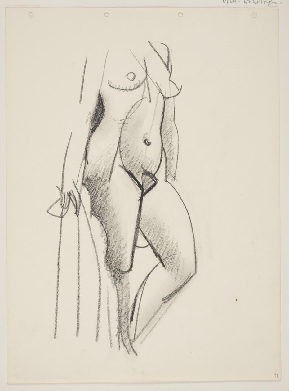 Stehende nackte Frau, nach rechts gewandt, Draperie in der Hand von Vilhelm Lundstrøm