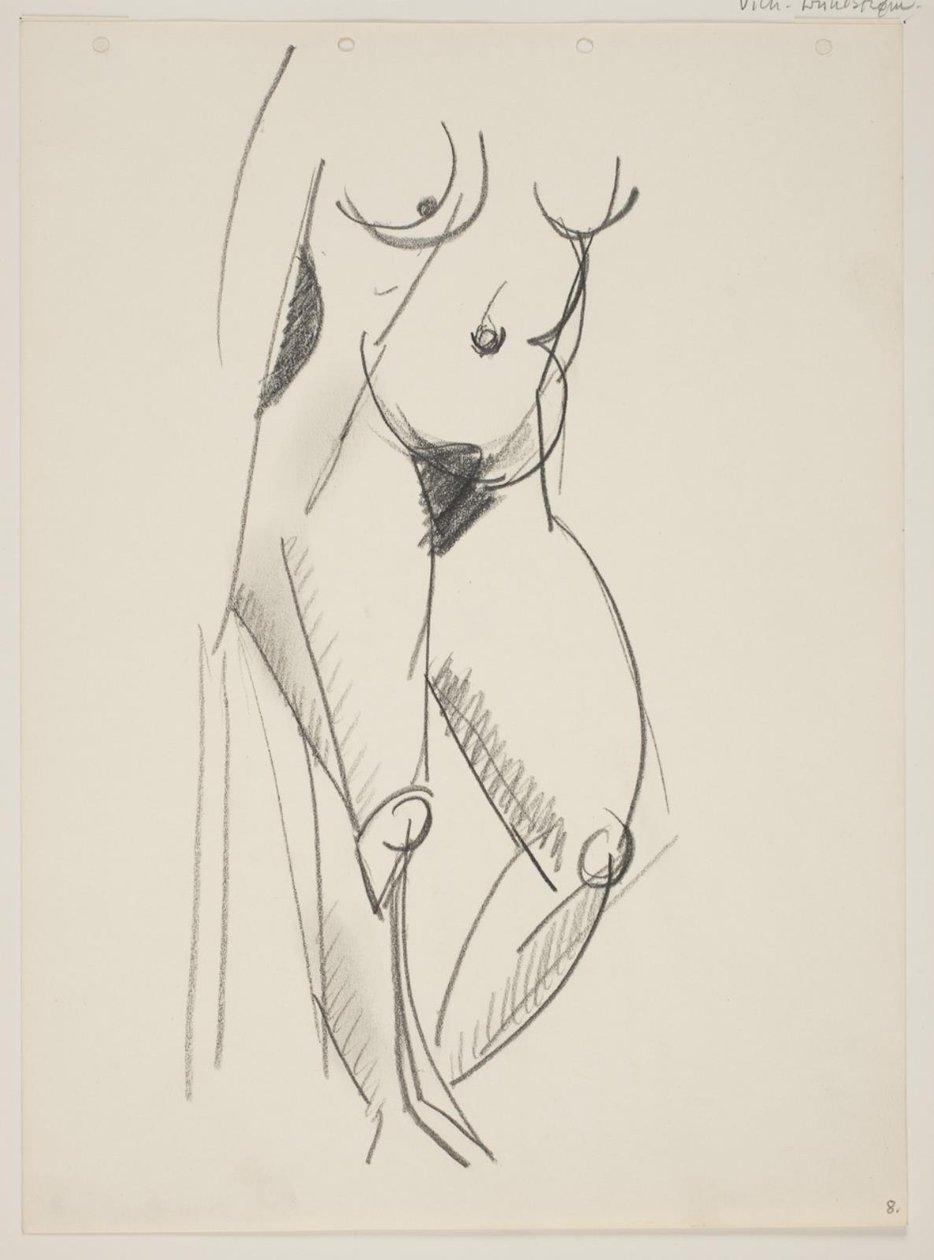 Stehende nackte Frau, nach rechts gewandt, Draperie in der Hand von Vilhelm Lundstrøm