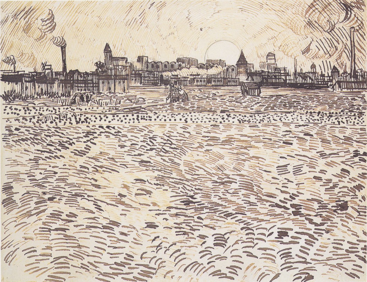Sommerabend, Zeichnung nach gemalter Studie von Vincent van Gogh