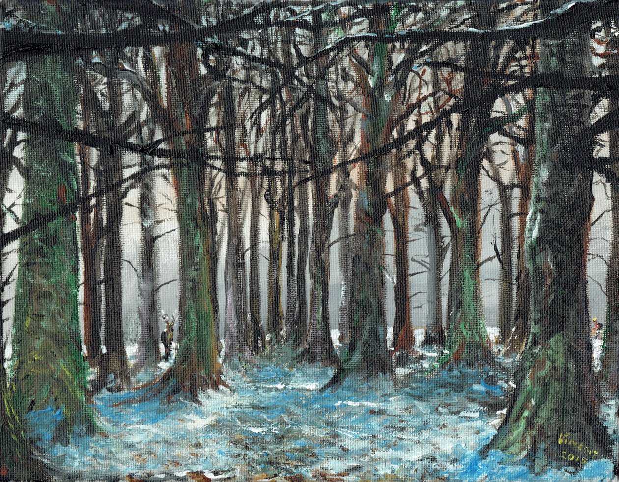 Hirsch und Läufer Lyme Park, 2016 von Vincent Alexander Booth