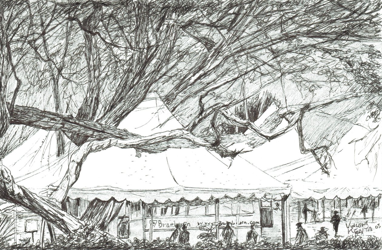 Hochzeitszelte am Lake Navaisha, Kenia, 2003 von Vincent Alexander Booth