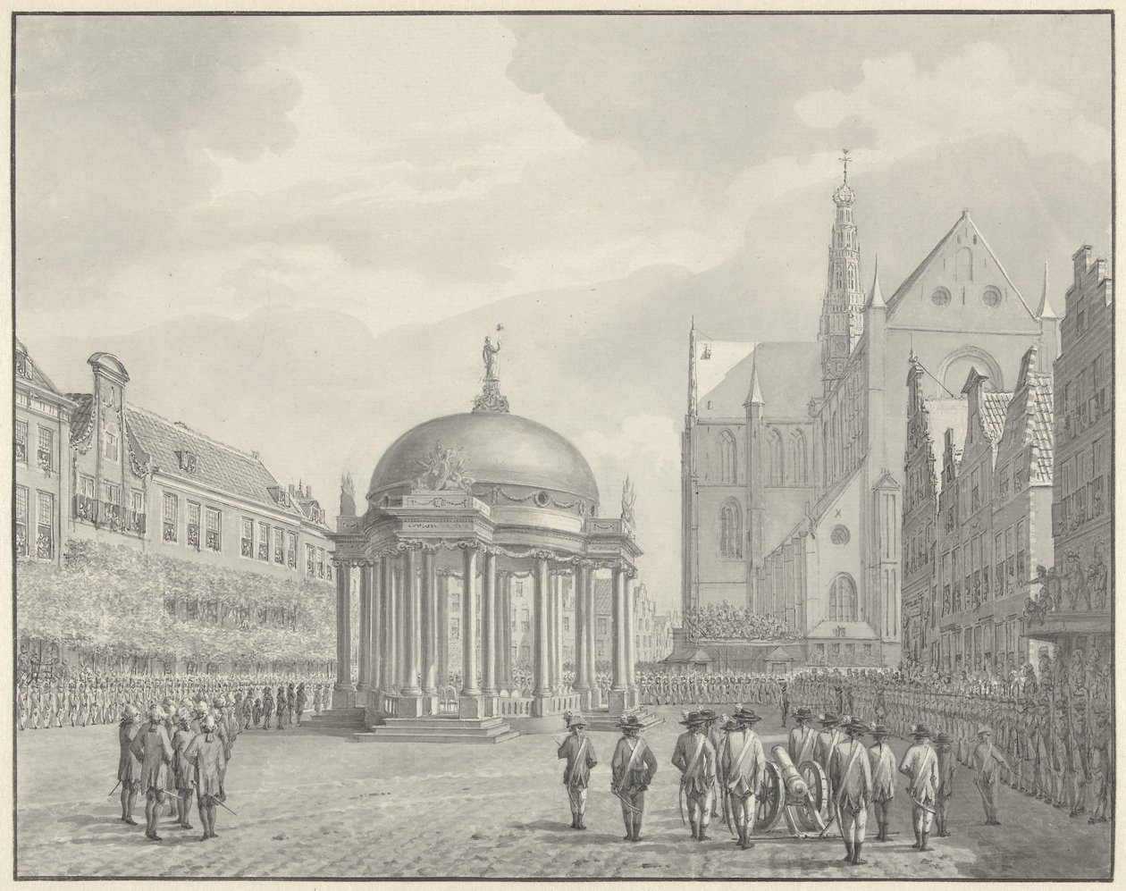 Die Vereidigung des Regierungsreglements auf dem Grote Markt in Haarlem, 5. September 1787 von Vincent Jansz. van der Vinne