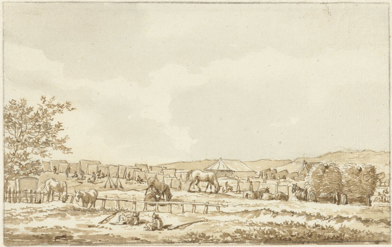 Militärlager auf dem Droogberg in Overveen, 19. September 1787 von Vincent Jansz. van der Vinne