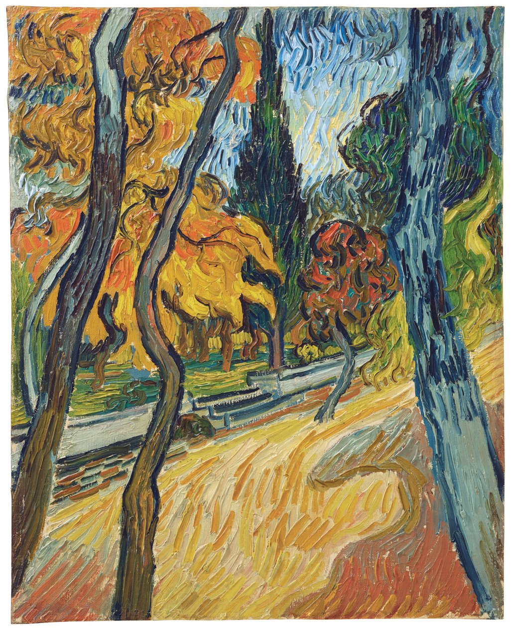 Bäume im Garten des Asyls, 1889 von Vincent van Gogh