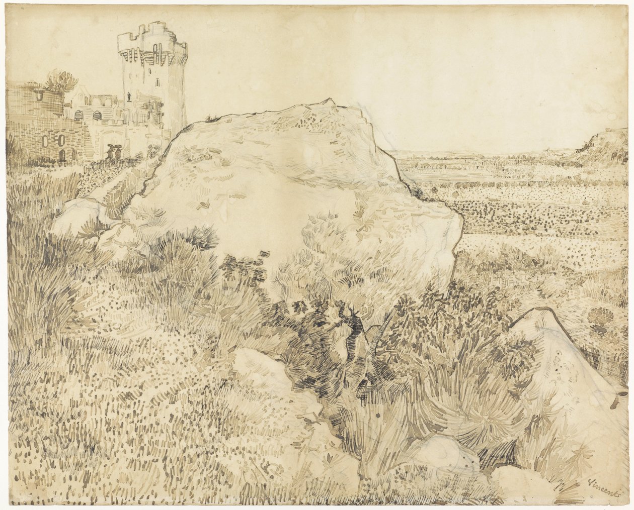 Hügel mit den Ruinen von Montmajour von Vincent van Gogh