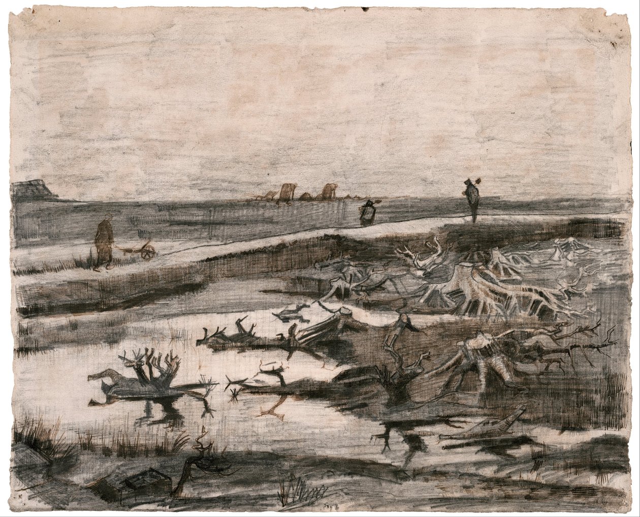 Landschaft mit Moorstämmen (Feldarbeiten) von Vincent van Gogh
