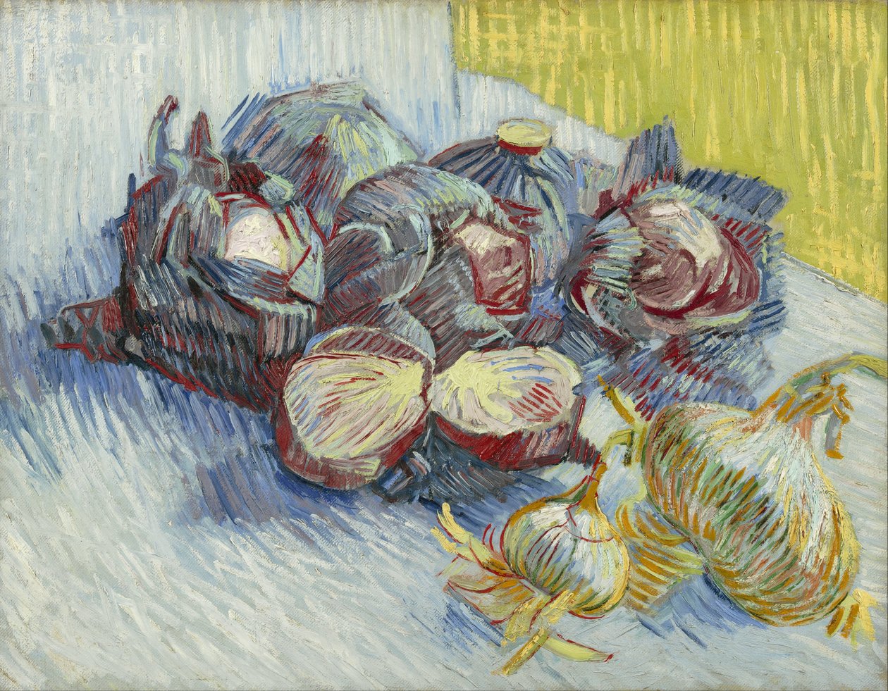 Rote Kohlköpfe und Zwiebeln von Vincent van Gogh