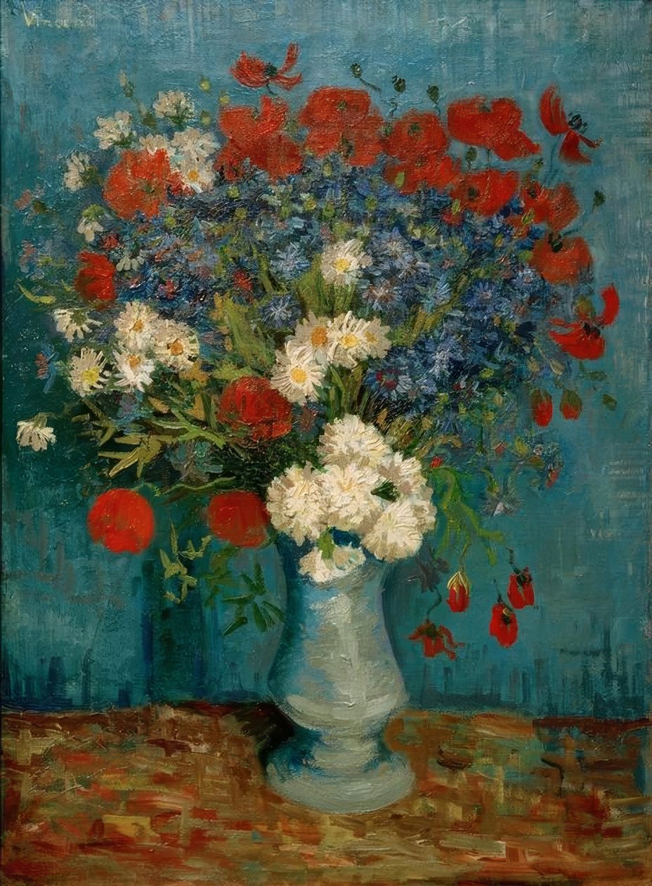 Stillleben: Vase mit Kornblumen und Mohnblumen von Vincent van Gogh